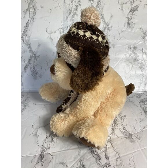 Hugfun Tan Floppy Ear Woth Hat Puppy Plush - Picture 2 of 5